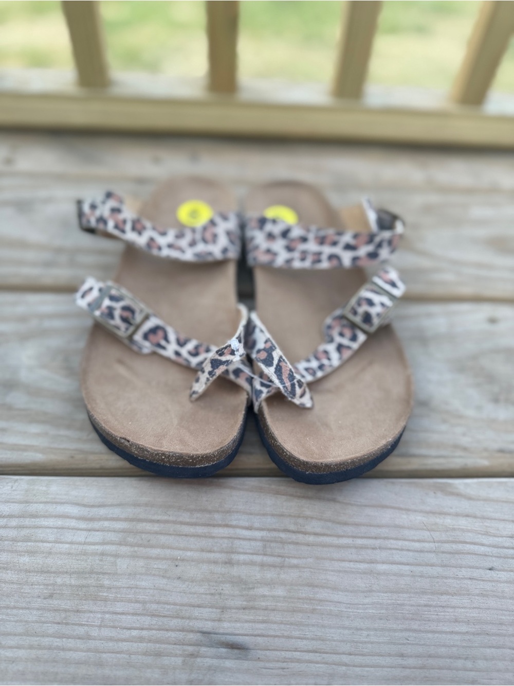 White Mountain Leopard-Print Adjustable Toe-Post Sandals - Brown/Tan